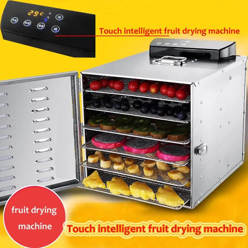 

6 trays Temperature time control Stainless Steel fruit dehydrator machine dryer for fruits vegetables food processor drying fish