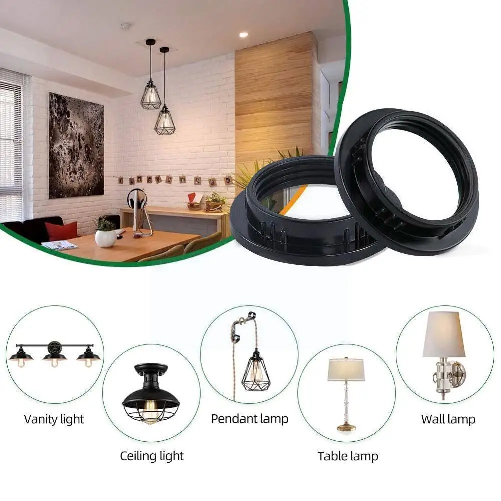 

E27/E14 Lampshade Ring Adapter Black/White Light Shade Collar Holder Shade Ring Home Bulb Adaptor Accessories Lamp Tool G2I2