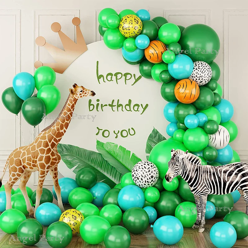 

118PC Green Balloon Garland Arch Kit 1st Birthday Decoration Kids Wild One Latex Baloon Jungle Safari Party Supplies Baby Shower