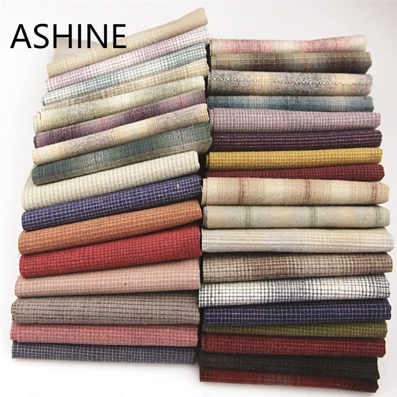 25*17cm 20pcs Retro Yarn Dyed Japanese Fabric Handmade DIY Patchwor100% Cotton Fabric for Sewing Doll Clothes Quilt Cloth Bundle