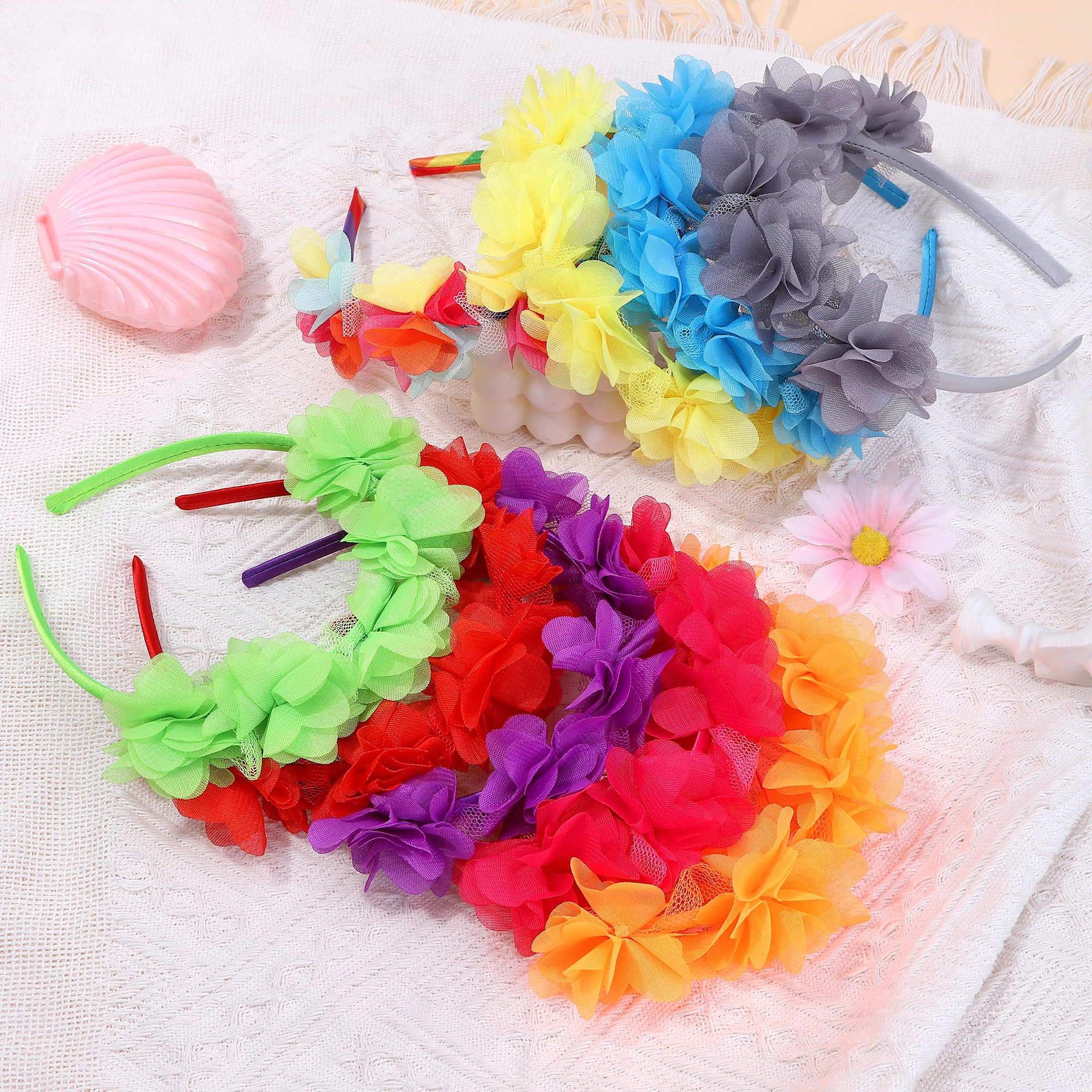 9 шт./компл. однотонная повязка на голову с цветком простая и подходит для девочек