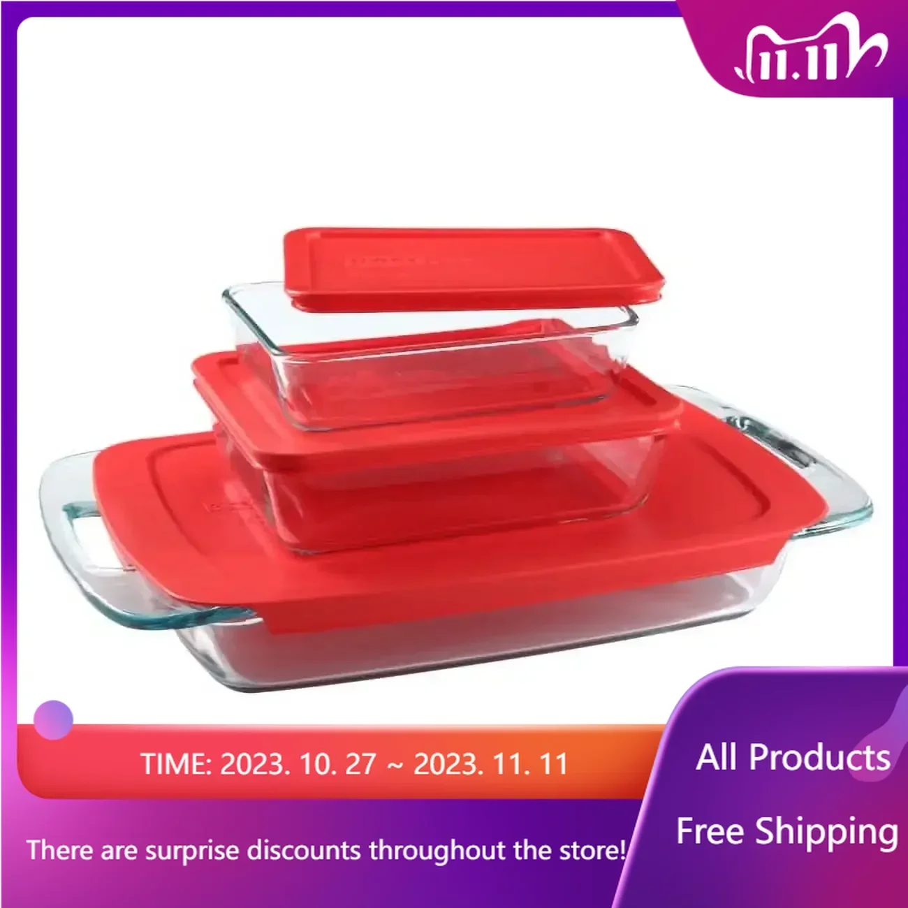 

Easy Grab Bake & Store Glass Storage Value Pack, 6-Piece, Container,Kitchen Storage Container,Kitchen Items,Glass Jars and Lids