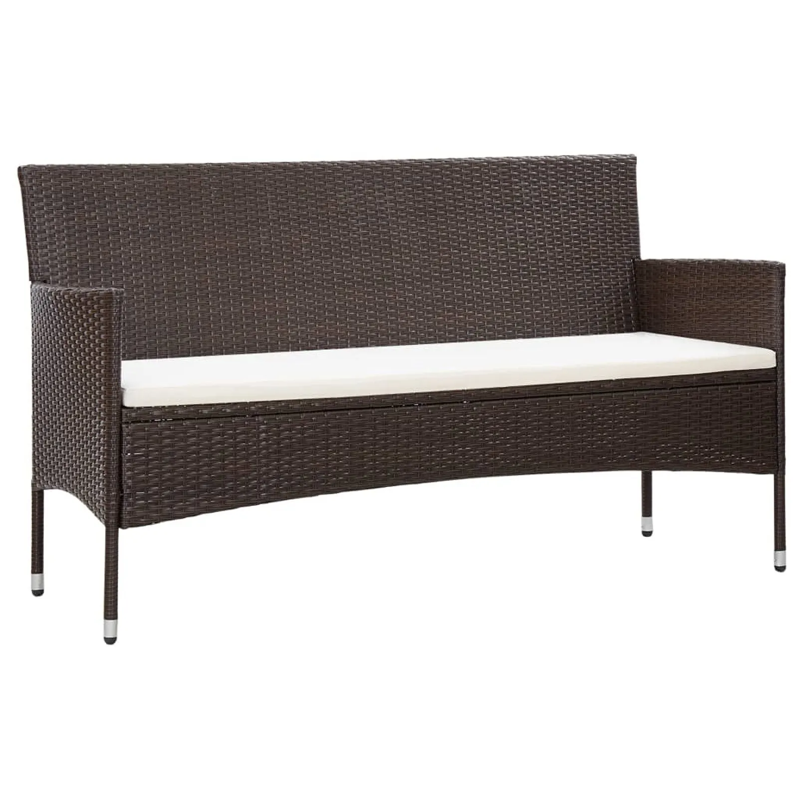 

3-Seater Garden Sofa with Cushions Brown Poly Rattan