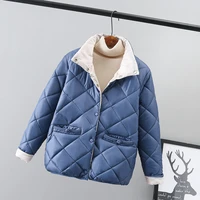 lapel lingge padded jacket womens autumn and winter 2022 new short loose coat female casual light womens clothing