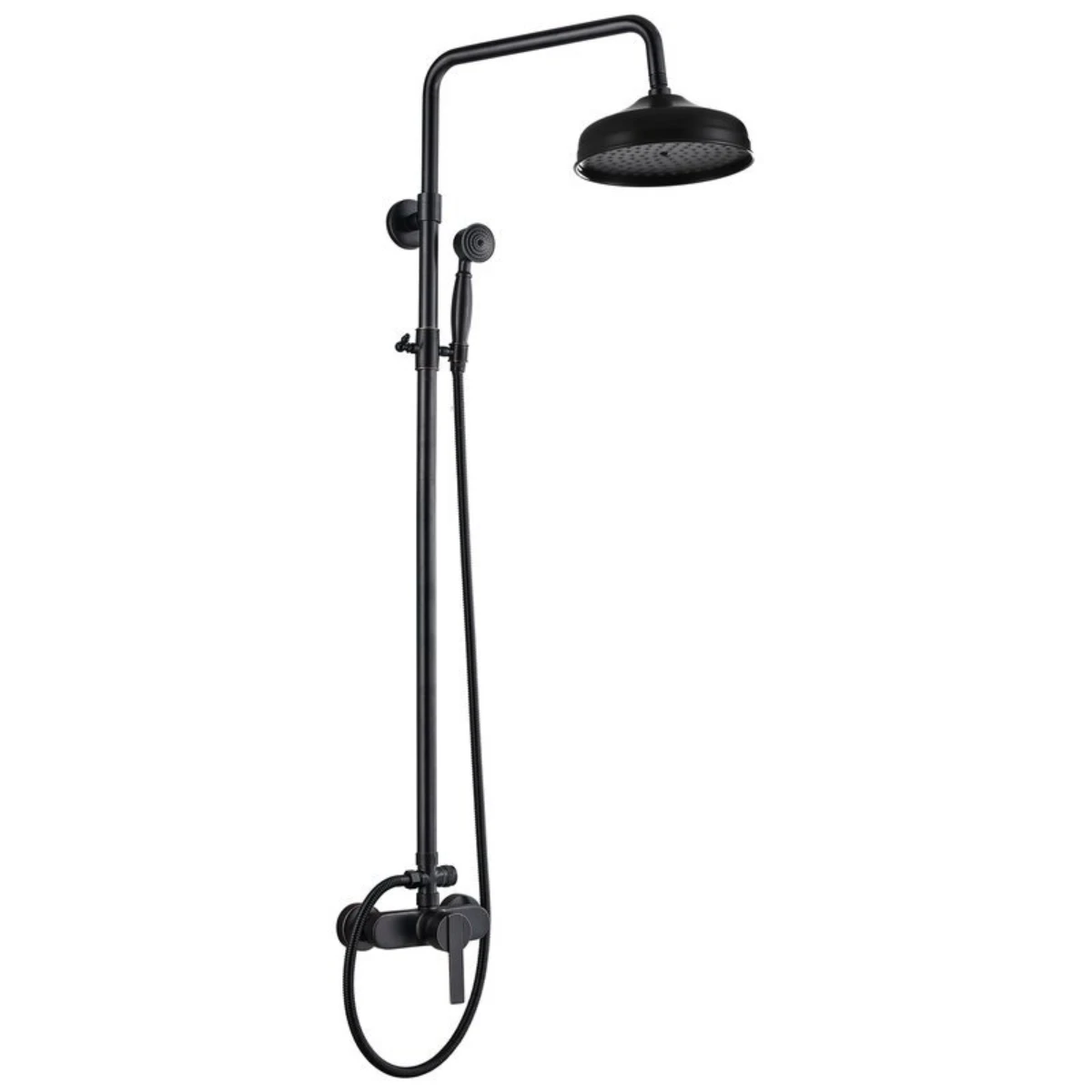 

Oil Rubbed Bronze Shower Fixture Exposed Pipe Shower System Brass 8 Inch Dual Functions Rainfall Overhead with Handheld Spray So