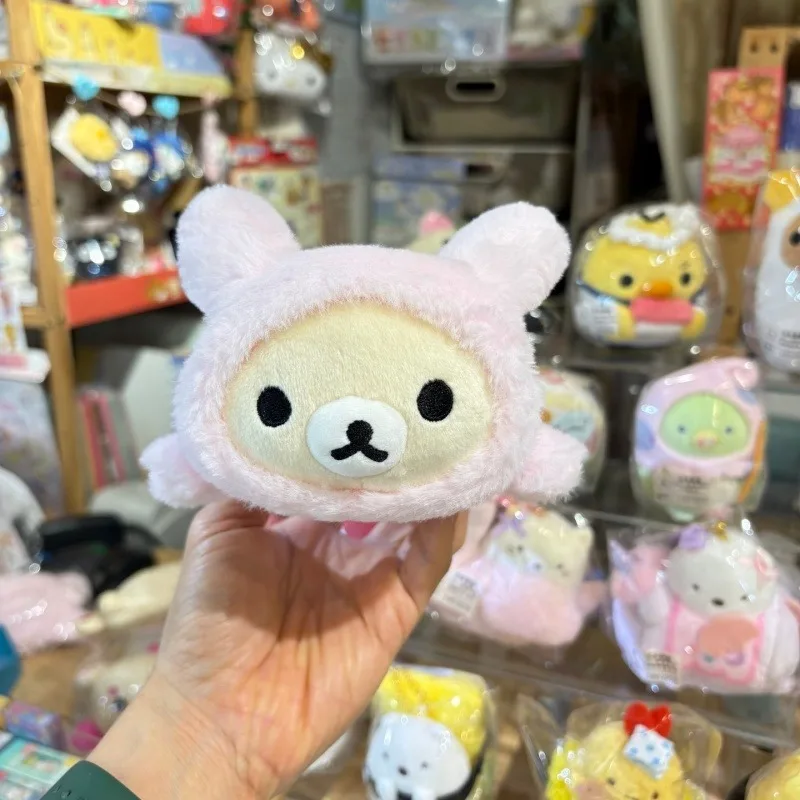 Фото Плюшевый пенал San-X Kawaii Rilakkuma с ушками кролика, белый, сумка для хранения Korilakkuma Bear, мультяшный кролик-медведь, большая вместимость, портативный №5