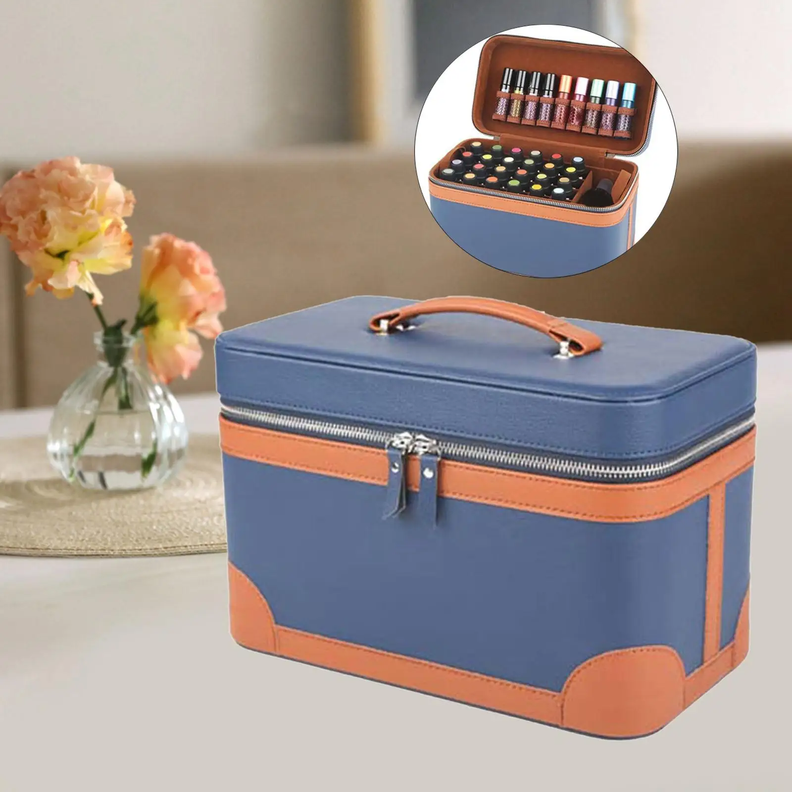 

Essential Oil Storage Bag Double Layer Shockproof Holder Handbag Home Use