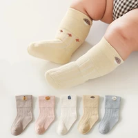 5 pairslot 0 3y baby socks 2022 new autumn and winter newborn socks combed cotton breathable wide brim boys and girls socks