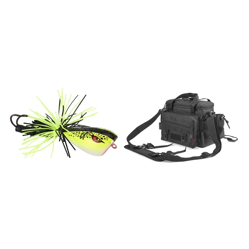 

1 Pcs Cicada Frog Fishing Lures Snakehead Lure & 1 Pcs Waterproof Tackle Fishing Bag Outdoor Waist Shoulder Bag