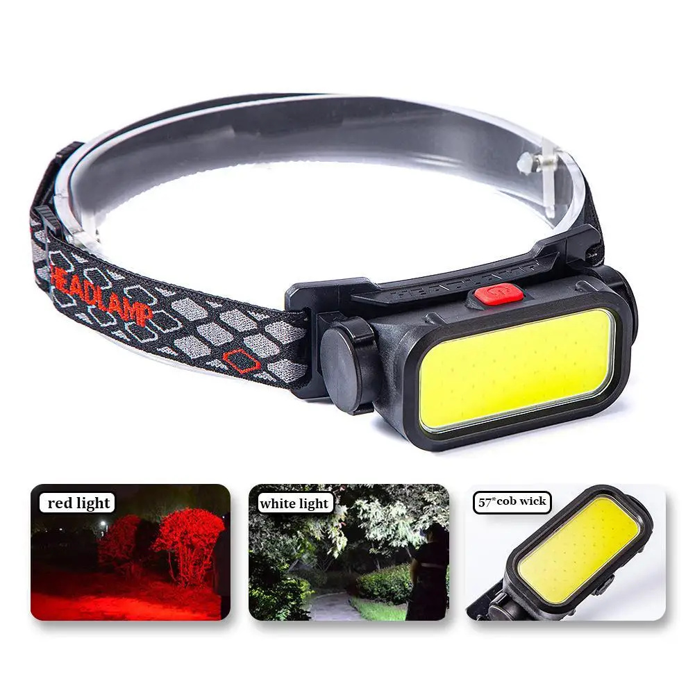 Portable Headlamp COB Super Bright LED Head Torch USB Rechargeable Headlight Waterproof HeadLamp for Fishing Outdoor Camping