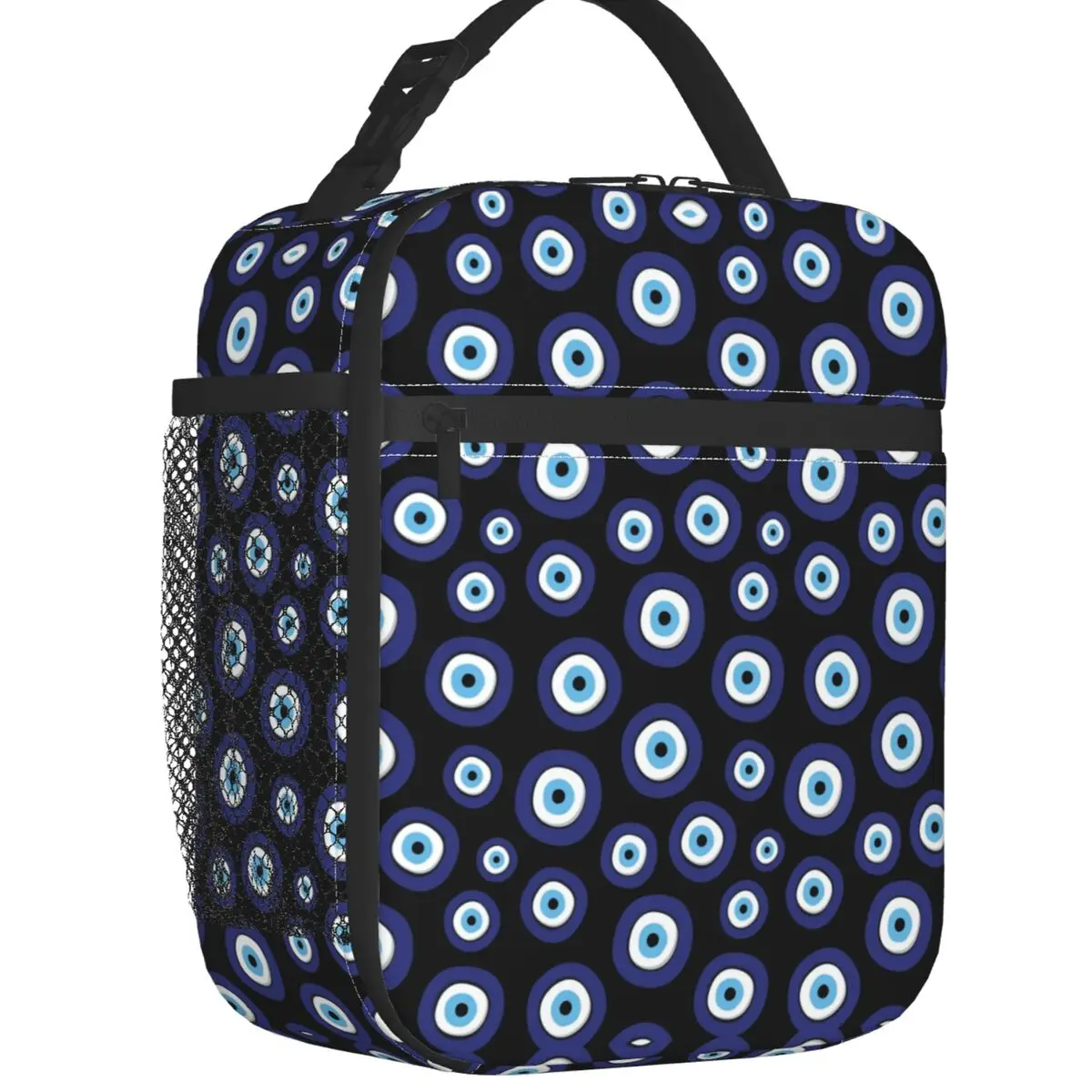

Custom Greek Amulet Evil Eye Pattern Lunch Bag Women Warm Cooler Insulated Lunch Box for Student School