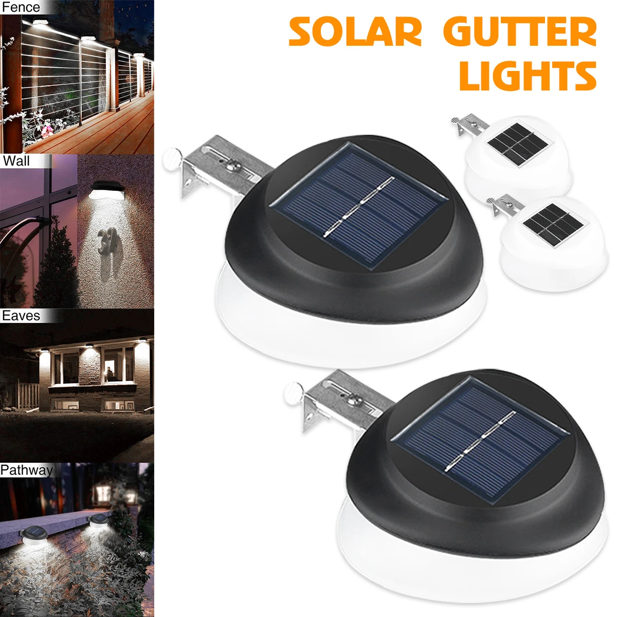 

2pcs Solar Gutter Light Outdoor with 9ELDs LED Solar Fence Light Solar Wall Light IP65 Waterproof for Patio Stairs Yard Garden