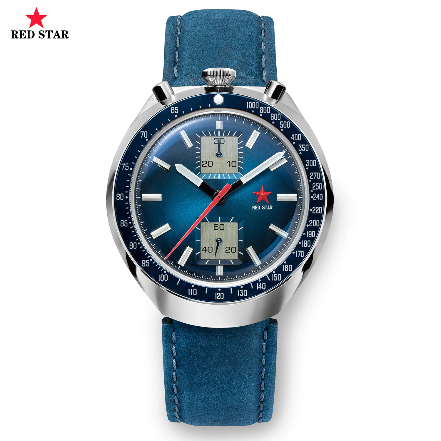 

Top Brand RED STAR Men's Bull-Head 1963 Seagull ST1901 Movement 3D Bubble Glass Man Mechanical Chronogaph Wristwatches Fashion