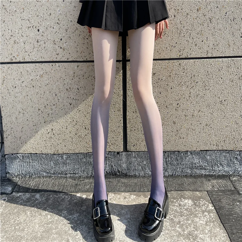 Long Socks for Women Red Yellow Blue Purple Black 10D Velvet Tights Gradient Opaque Seamless Stockings Fashion Sexy Pantyhose