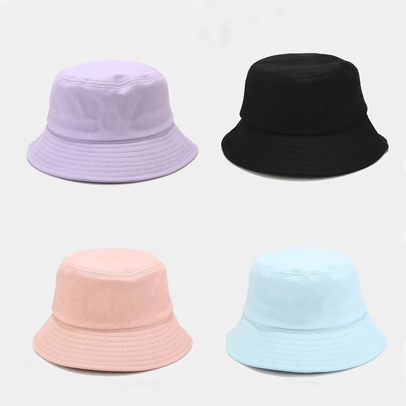 Simple Solid Color Fisherman Hat Female Japanese Summer Student Cotton Sun Hat Street Hat Men Breathable Hat