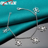 925 sterling silver four leaf clover pendant thin chain bracelet women fashion glamour party wedding engagement jewelry
