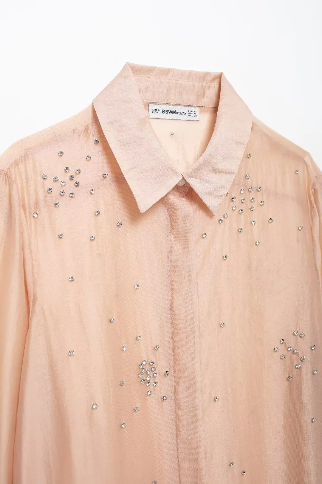 Женская однобортная блузка с длинным рукавом и отложным воротником