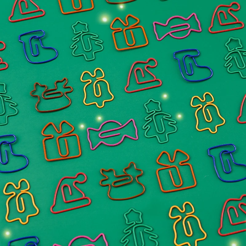 

10PCS Cute Christmas Metal Material Shape Paper Clips Funny Bookmark Binder Clips Kawaii Bookmark School Office Supply