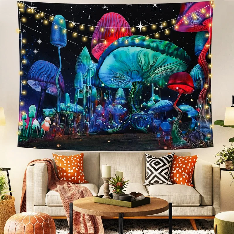 

Psychedelic Tapestry Mushroom Tapestry Trippy Wall Hanging Boho Decor Star Sky Tapestry for Bedroom Dorm Home Wall Decor