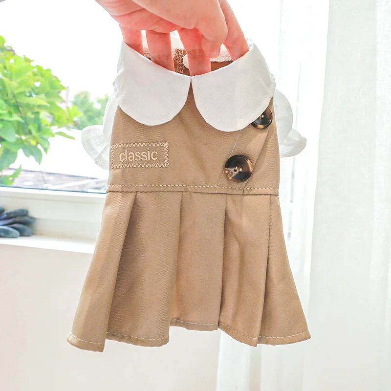 Princess Spring Summer Dog Khaki Skirts Collar Skirt Dress for Dogs Sleeve XS S M L XL | Dresses