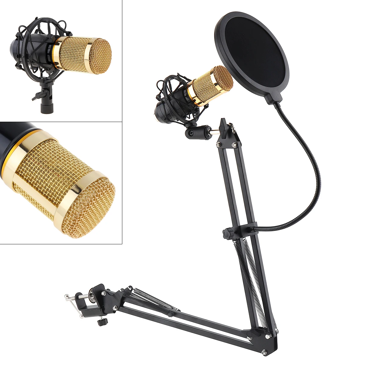 

Capacitor Studio Microphone Double Layer Elastic Mesh Gold Plated 3.5mm Wired for Stage Conference KTV Vocal Recording Karaoke
