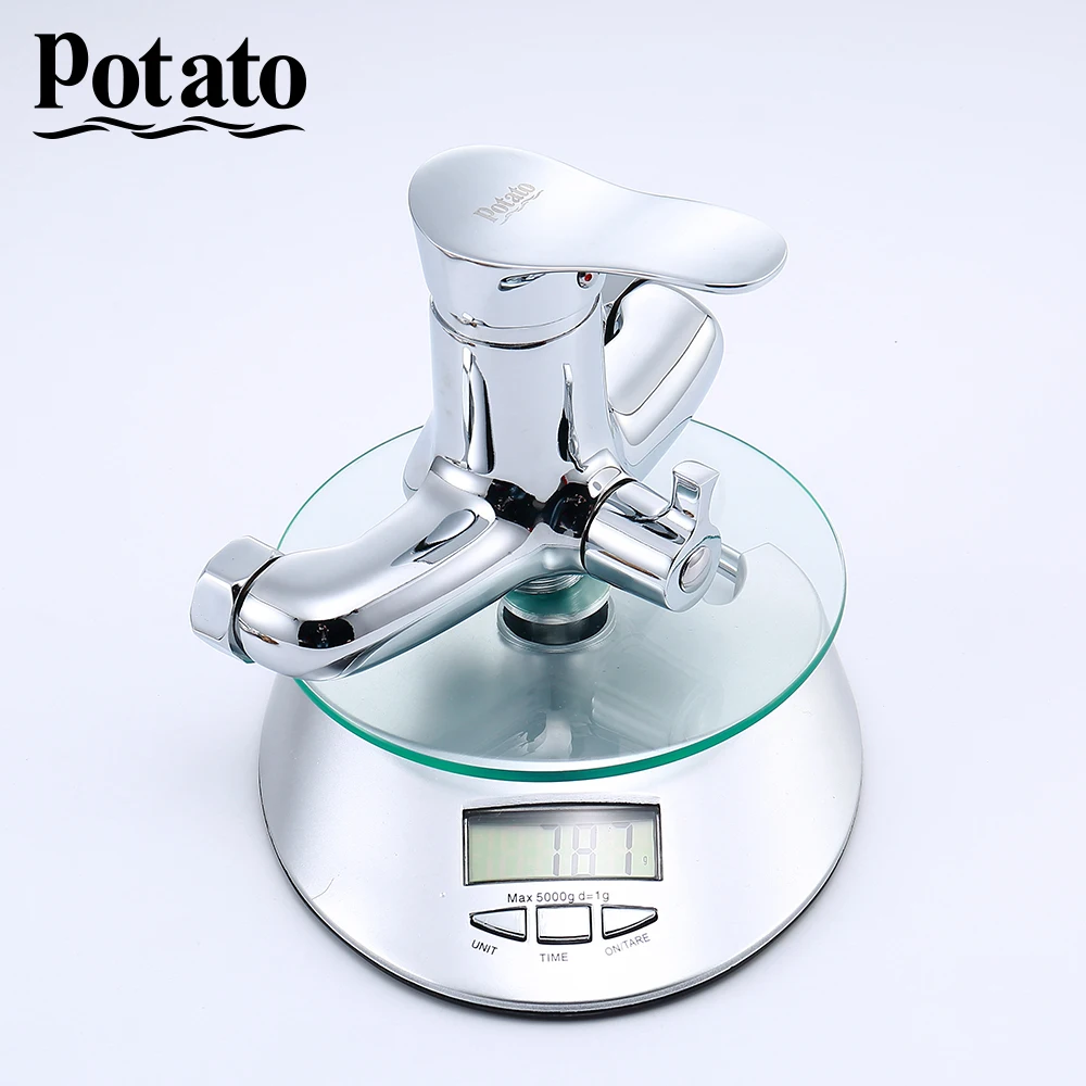 potato bathtub faucet shower head zinc alloy body chrome outlet pipe bathroom shower faucet p22214 free global shipping