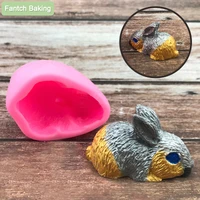 new cute animal silicone rabbit mold soft safe material mould sugar craft fondant baking tool cake decorating diy handmade soap