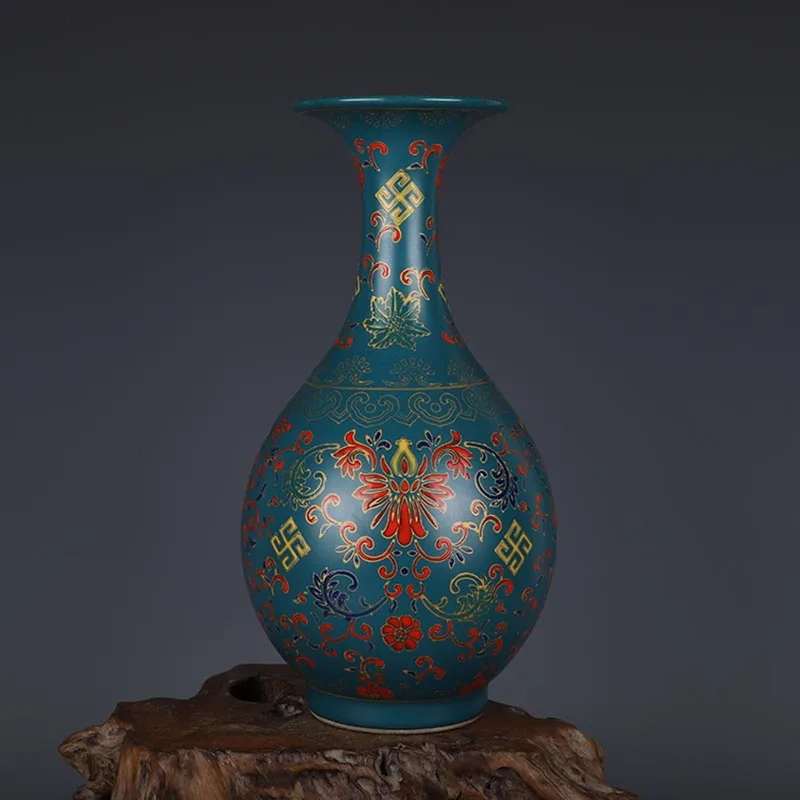 

Yongzheng Green Glaze Enamel Antique Porcelain Vase Chinese Classical Ceramic Antique Vase Home Decoration Ornaments Flower Pot