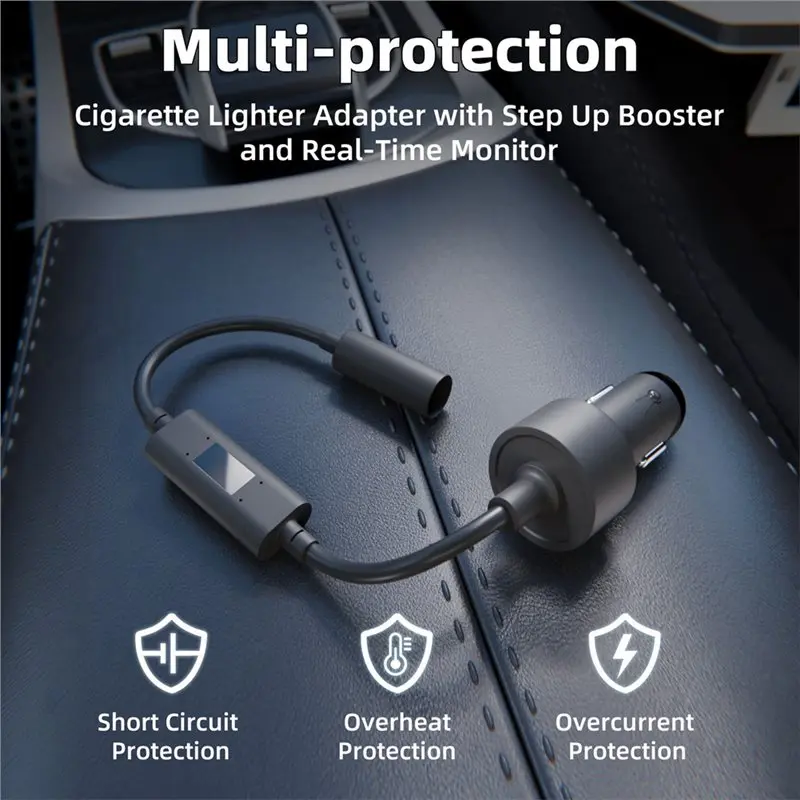 Фото Автомобильный адаптер питания постоянного тока для Starlink Mini 60W с функцией повышения напряжения и мониторингом напряжения и тока в реальном времени №2