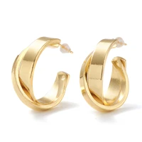 kissitty long lasting plated brass half hoop earrings with steel pin for women semicircular earrings jewelry findings gift