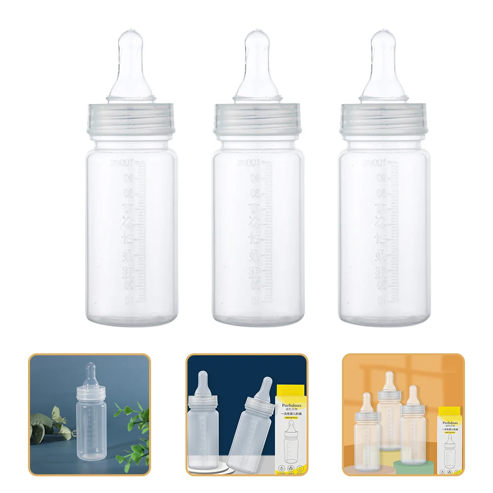 

3pcs Newborn Bottles Baby Feeder Bottle Disposable Feeding Bottle Breastfed Baby Bottle Pumping Bottle Pacifier Bottle