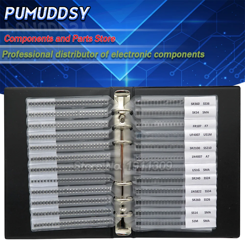 24 значения, справочная книга, набор SMD, диоды Schottky M1 M4 M7 SS12 SS14 SS16 SS24 SS34 SS36 SS110 SS210