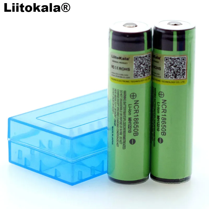 

2PCS Liitokala Protected Original 18650 NCR18650B 3400mAh Rechargeable Li-lon battery with PCB 3.7V For Flashlight+ Storage box