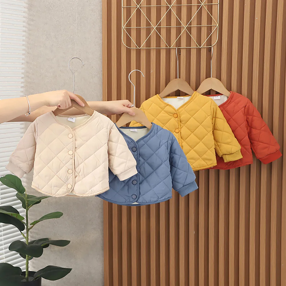 

2022 Autumn Winter New Kids Cotton Coat Babys Thickened Warm Boys Girls Outerwear Korean Style Solid Children's Winter Jackets