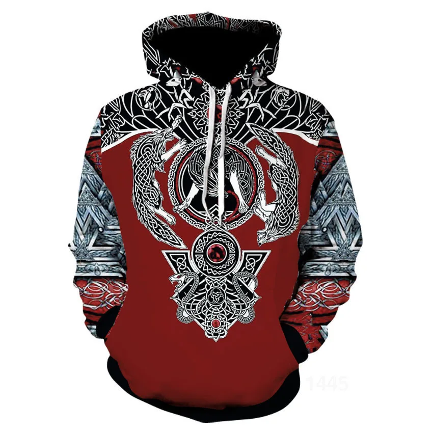 

Autumn New Fashion Cool Totem 3d Digital Printing Long Sleeve Men's Hooded Pullover Casual Sport Hoodies Tops Clothes for Men