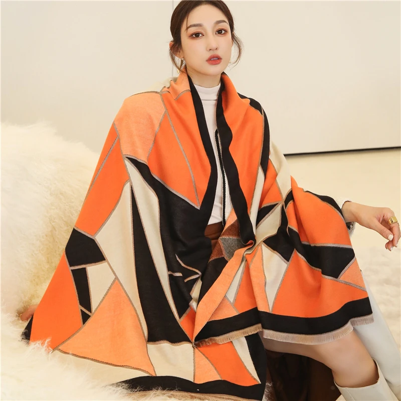 

Luxury Thick Winter Warm Shawl Scarf Women Print Cashmere Pashmina Wraps Femal Blanket Hijab Head Scarves Bufanda Echarpe New