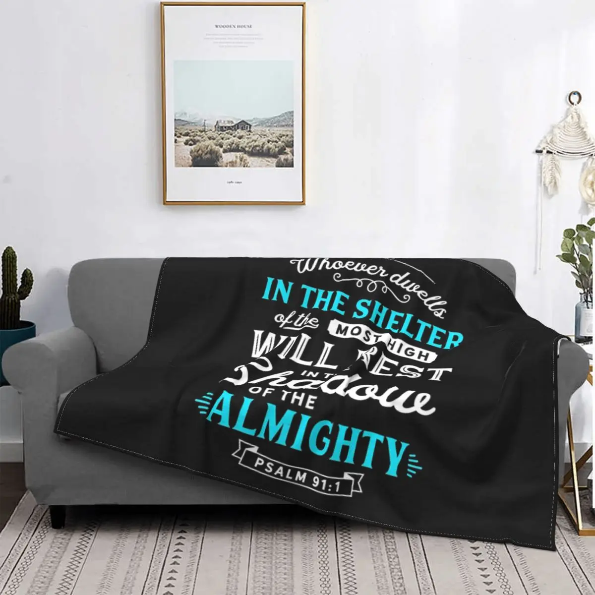 

Psalm 91 Bible Verse Quote Blanket Bedspread Bed Plaid Rug Sofa Cover Fleece Blanket Bedspread