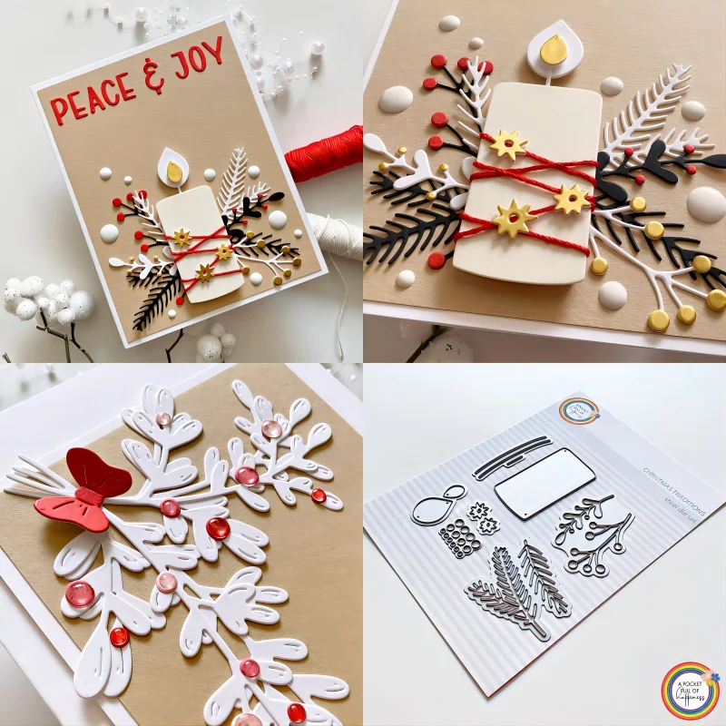 Рождественская свеча лист металлические трафареты для резки DIY Скрапбукинг