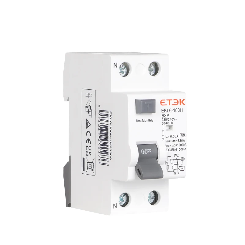 ETEK EKL6 30 мА RCD RCCB 2-полюсный тип A 10 ка 1P + N 2 P 63A постоянный ток 230 В