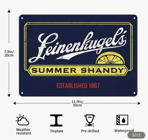 Потрясающий летний Shandy пиво оловянный знак 8 ”x12”