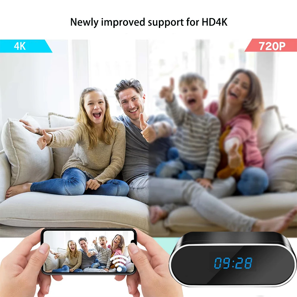 Фото Полностью обновленная и улучшенная камера-часы WIFI mini 4K HD, поддерживающая инфракрасное ночное видение, мобильное обнаружение и удаленный просмотр. №2