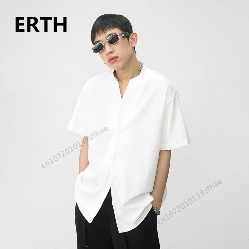 

Рубашка ERTH Мужская однобортная с коротким рукавом, винтажная Модная Повседневная блуза свободного покроя