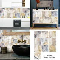 10pcs marble wall tiles stickers waist line wall sticker kitchen adhesive bathroom toilet wallpaper 30x30cm