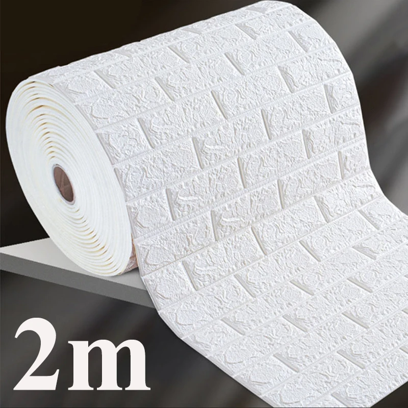 

3D Self-Adhesive Wallpaper 70cmx2m Continuous Waterproof Imitation Brick Wall Stickers Wallcovering Living Room Home Decoration