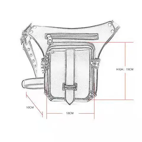 Steampunk retro pockets men outdoor shoulder messenger bag women mobile phone motorcycle purse knight rider leg |