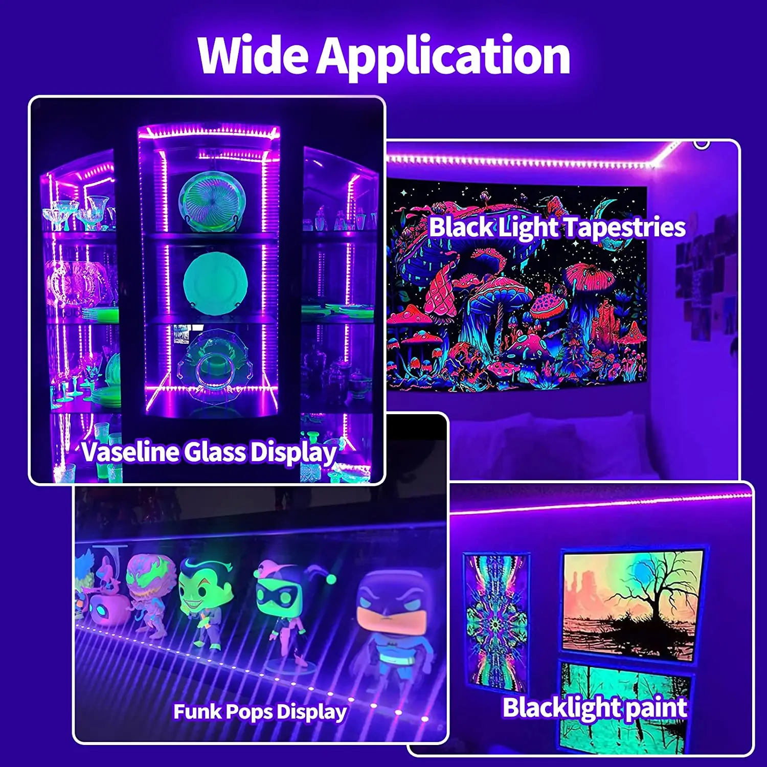 LED UV Black Light Strip Kit 12V Ultraviolet Lamp BlackLight for Glow in Dark Party Stage Wedding Halloween Parties Game Room DJ images - 6