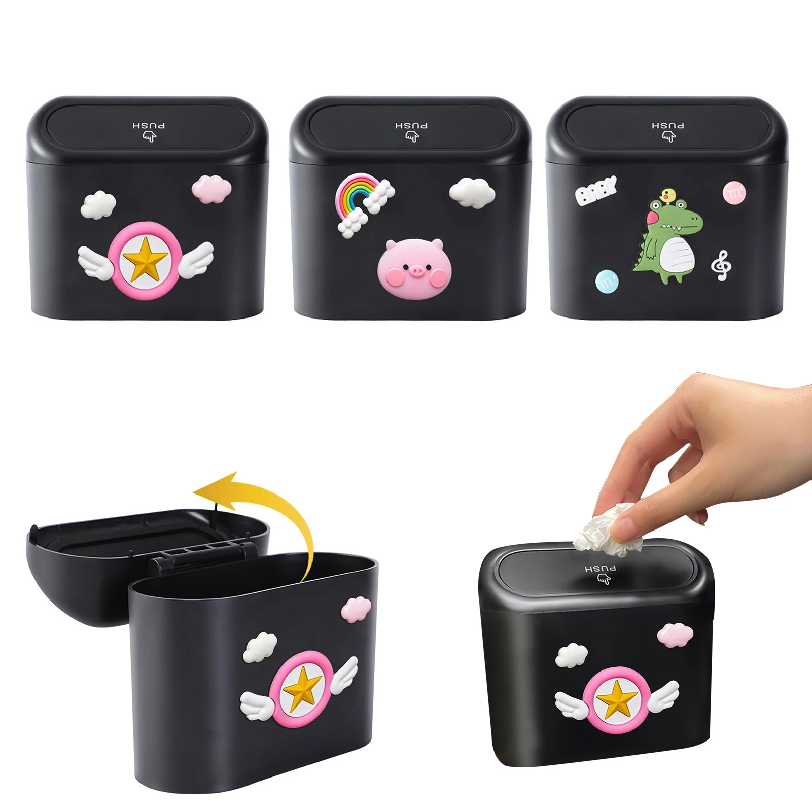 

Hanging Car Trash Can Vehicle Garbage Dust Case Storage Box Square Pressing Trash Bin Auto Interior Accessories for Car