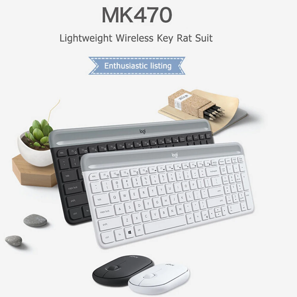

Logitech MK470 108 Key Keyboard Wireless Simplicity Fashion Frivolous Silent Office Nano Receiver 2.4G 1000DPI Mouse Combos