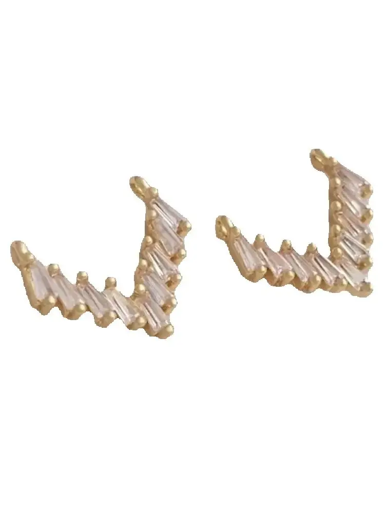 14-каратное золото Т-образный квадратный циркониевый V-образный кулон двойные