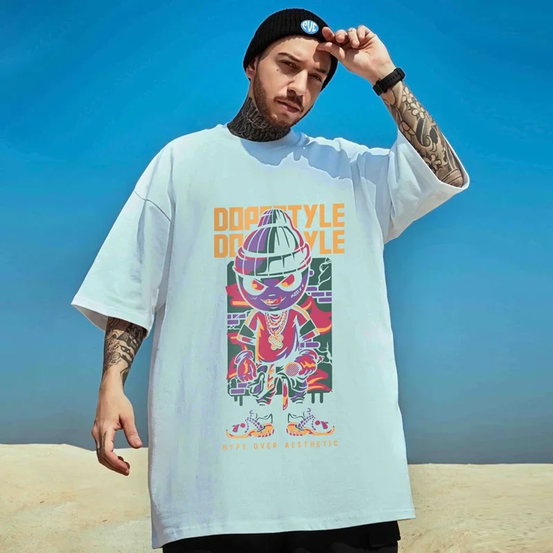 

Футболка мужская оверсайз с рисунком в стиле аниме, забавная уличная одежда с графическим принтом для мальчиков, y2k, лето